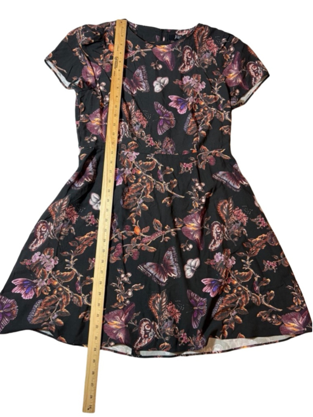 Disturbia Eloise Butterfly Floral Goth Mini Dress Black Purple UK 12 US 8 - Picture 2 of 9